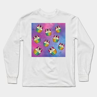 Cloud of Rainbow Catcakes on Pink and Blue Sky Long Sleeve T-Shirt